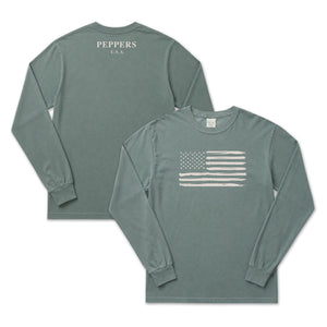Peppers Tan Flag Long Sleeve T